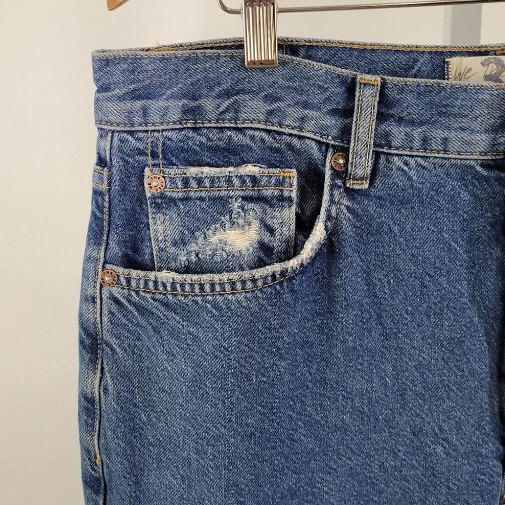 FREE PEOPLE/ WTF  lasso straight distressed jeans Sz 31 NEW - Picture 3 of 10